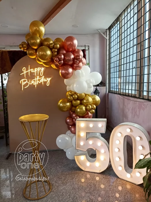 birthday Elegant Rose Gold 50th Birthday Decor